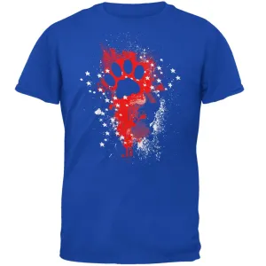 4th of July Kitty Cat Paw Print Stars and Splatters Mens Soft T Shirt