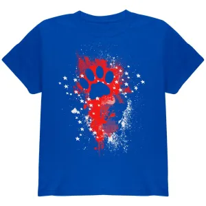 4th of July Kitty Cat Paw Print Stars and Splatters Youth T Shirt