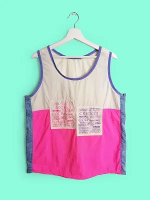 80's Vest Top Pink and White