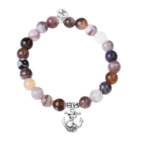 Anchor | Stone Beaded Charm Bracelet | Botswana