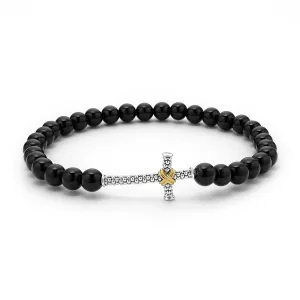 Anthem Onyx Cross Beaded Stretch Bracelet