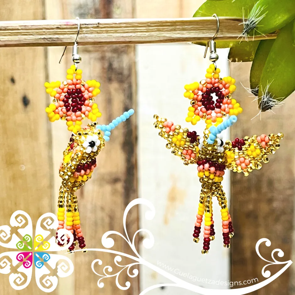 Beaded Hummingbird Beaded Earrings