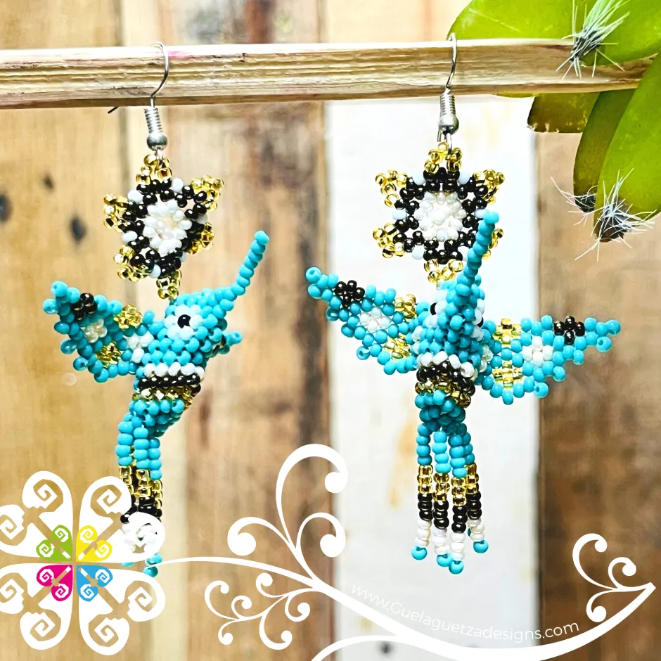 Beaded Hummingbird Beaded Earrings