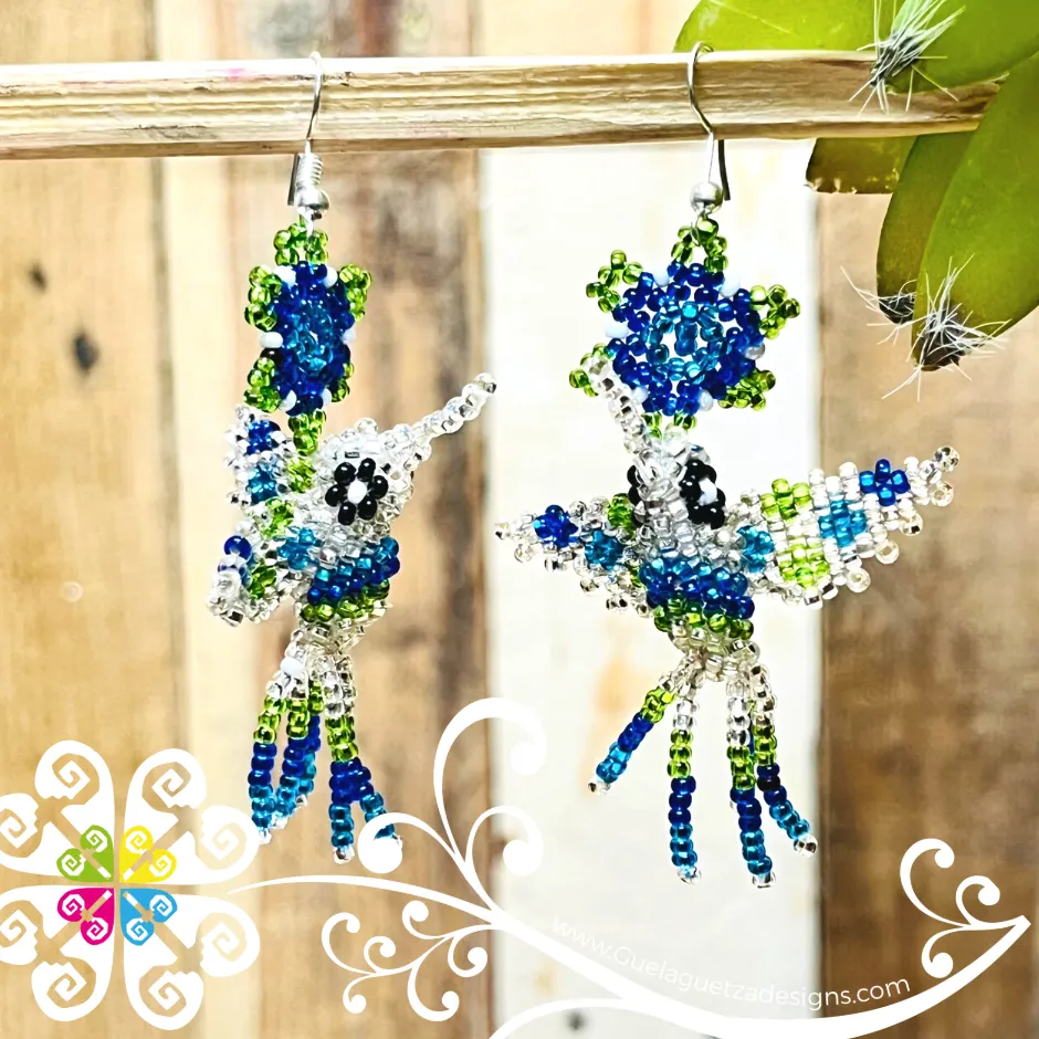 Beaded Hummingbird Beaded Earrings