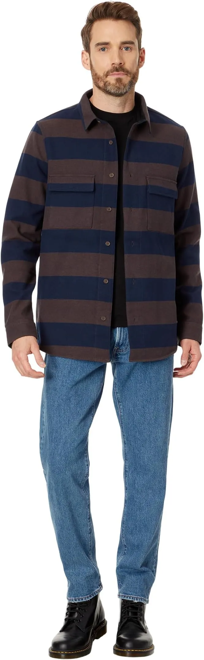 Bear Cozy Flannel Oakley Shirt Blue/Brown Stripes