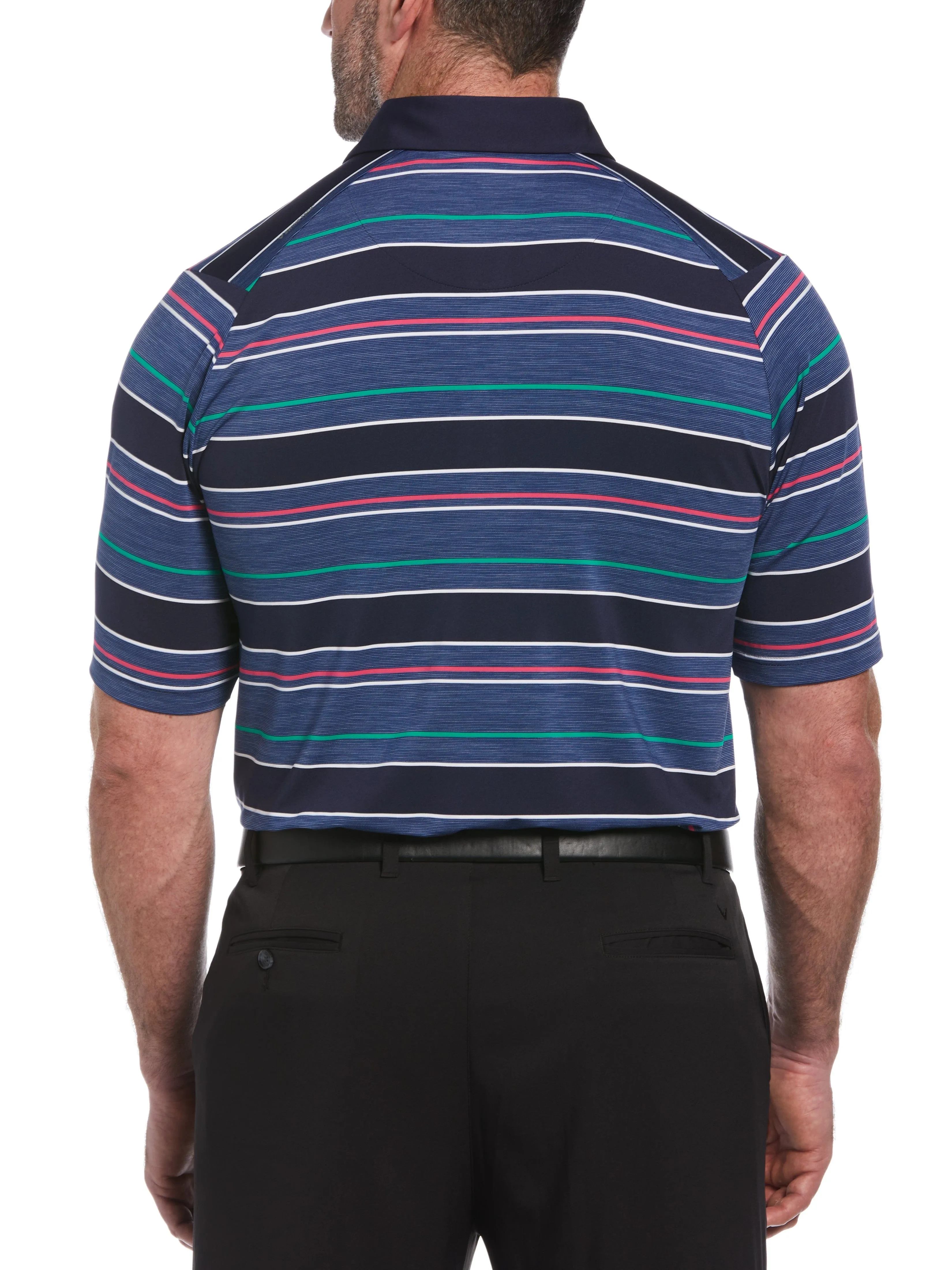 Big & Tall Swing Tech Marled Texture Stripe Golf Polo