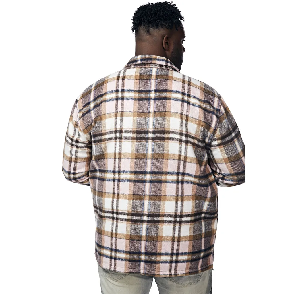 Big and Tall Plaid Flannel Overshirt - Himalaya