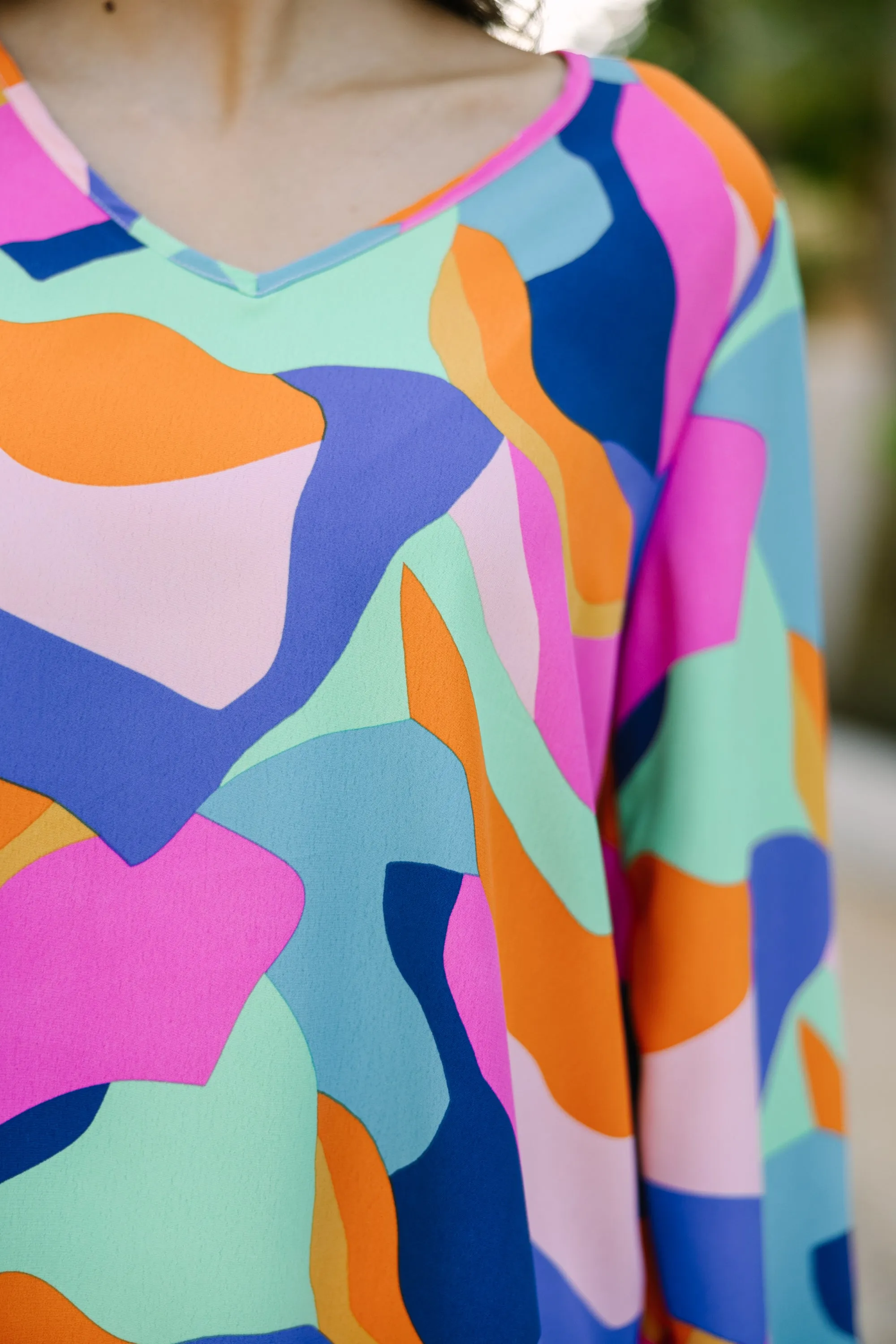 Big News Mint Green Abstract Blouse