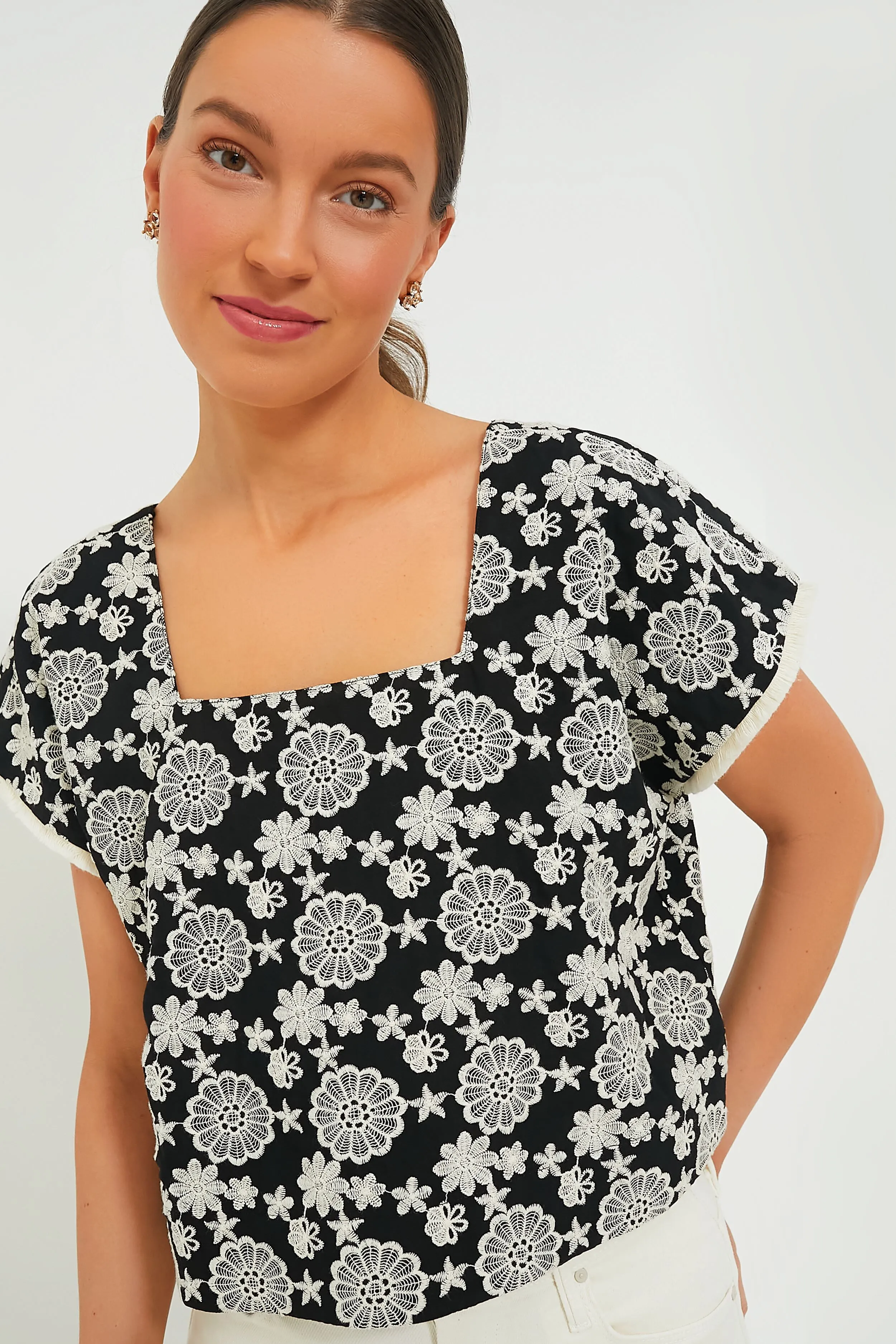 Black & Ivory Eyelet Vivienne Blouse