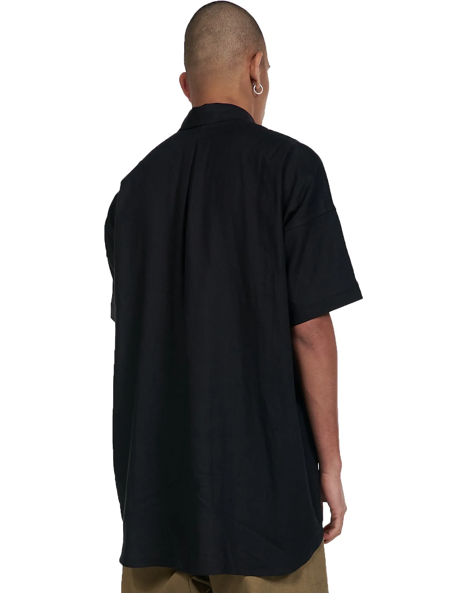 Black Linen Short Sleeve Shirt