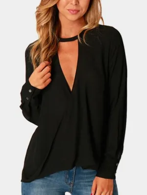 Blouse à Encolure en V Profonde