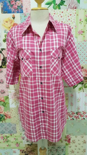 Cerise Pink & White Check Blouse CE0101