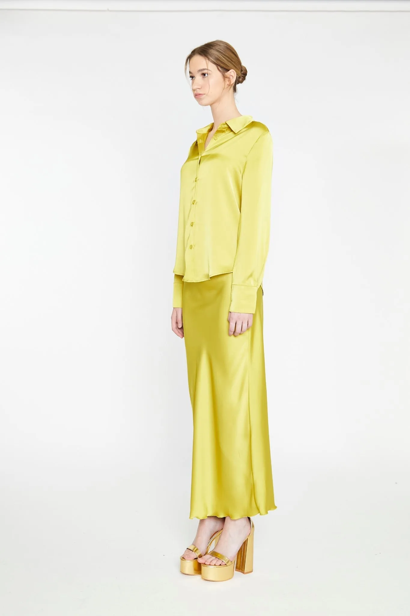 Chartreuse Satin Classic Shirt