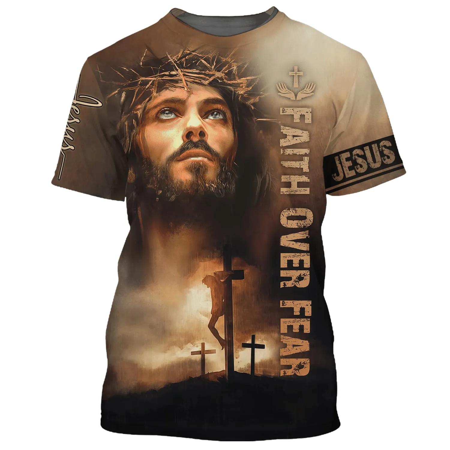 Christian Jesus Shirt Faith Over Fear 3d Shirts - Christian T Shirts For Men And Women