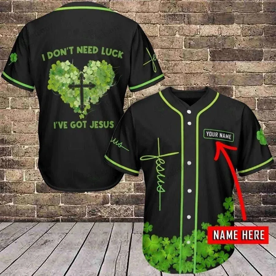 Clover I've Got Jesus Irish Cross Custom Baseball Jersey - Personalized Jesus Baseball Jersey For Men and Women