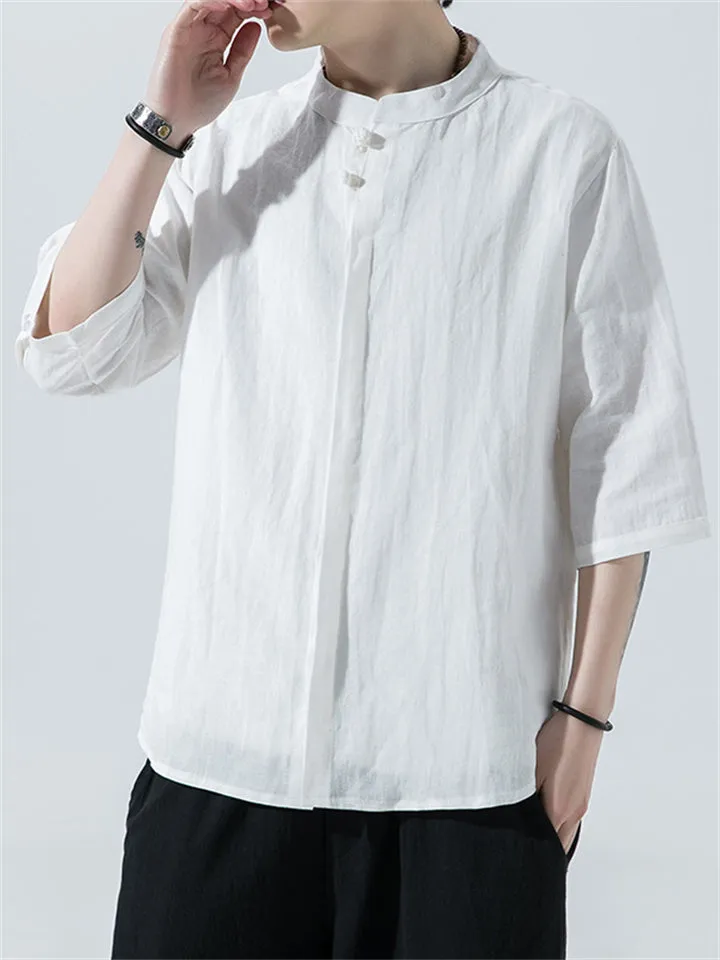 Cozy Half Sleeve Pure Color Shirts for Men