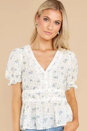 Delicate Blooms Ivory Floral Print Top