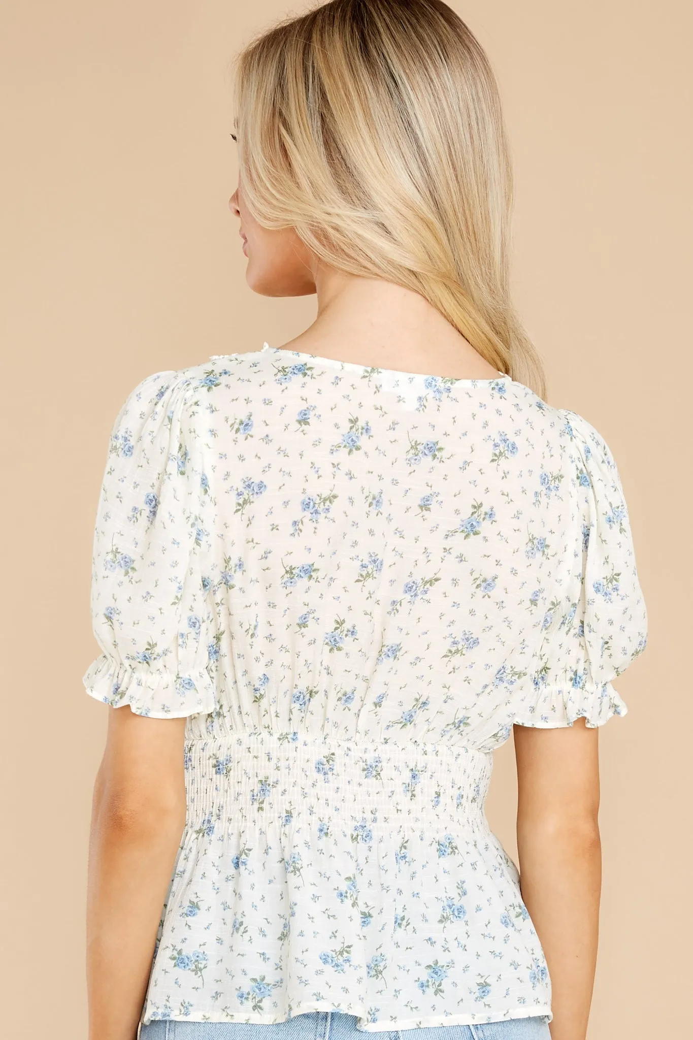 Delicate Blooms Ivory Floral Print Top