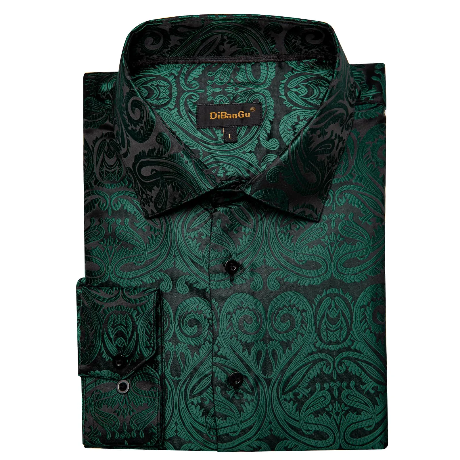 DiBanGu Dress Shirt Medium Jungle Green Floral Button Down Long Sleeve Shirt for Men