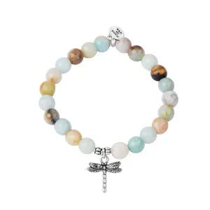 Dragonfly | Stone Beaded Charm Bracelet | Amazonite