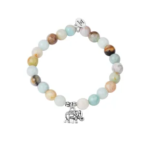 Elephant | Stone Beaded Charm Bracelet | Amazonite