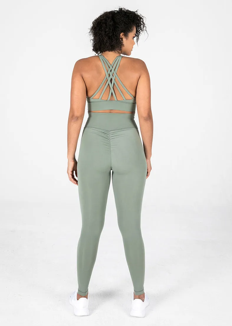 Elevate Glide Scrunch Bum Legging Khaki FINAL SALE