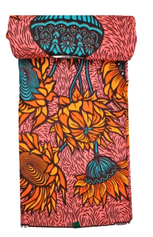 Floral and Paisley Bright Orange, Black, and Teal -CA384