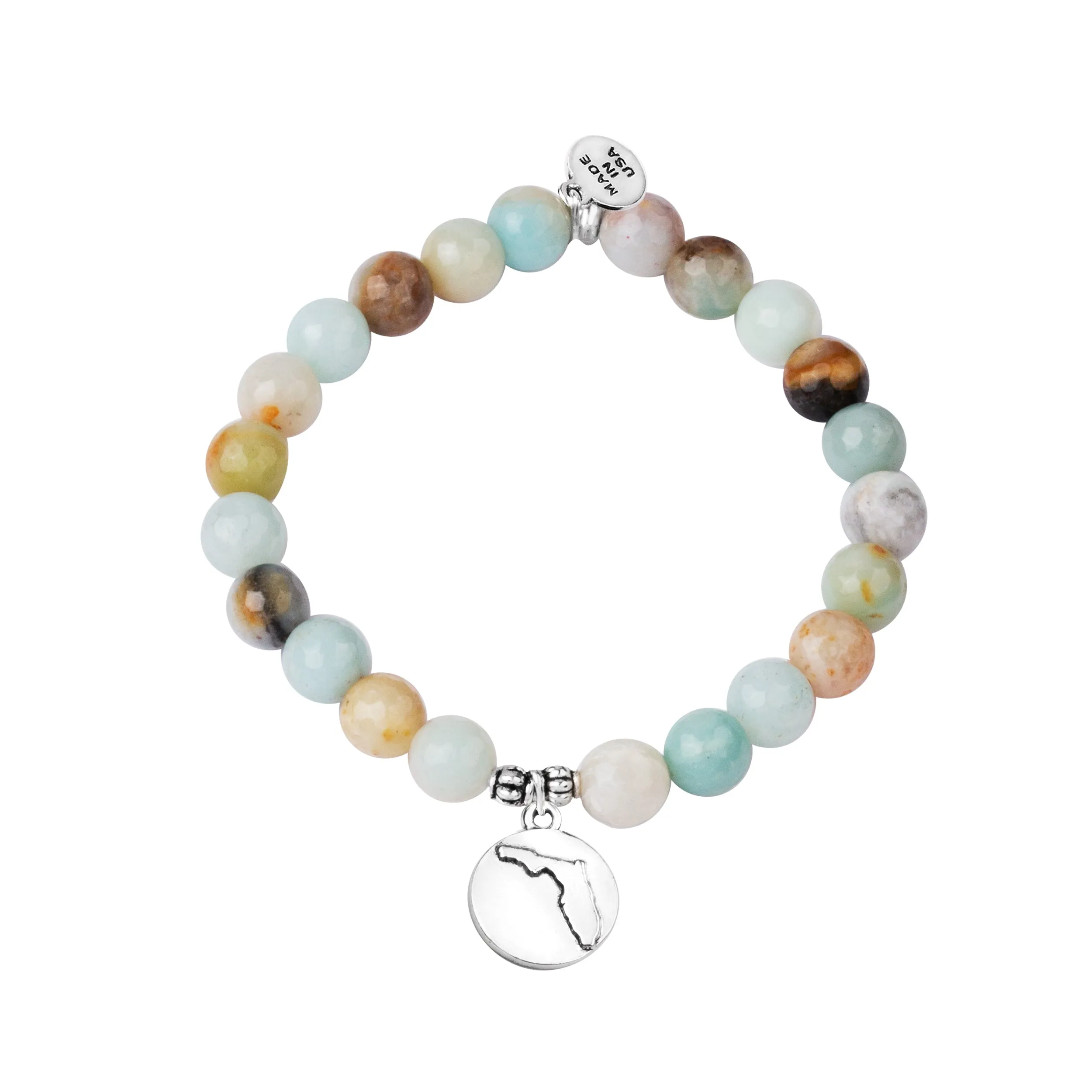 Florida | Stone Beaded Charm Bracelet | Amazonite - Courage