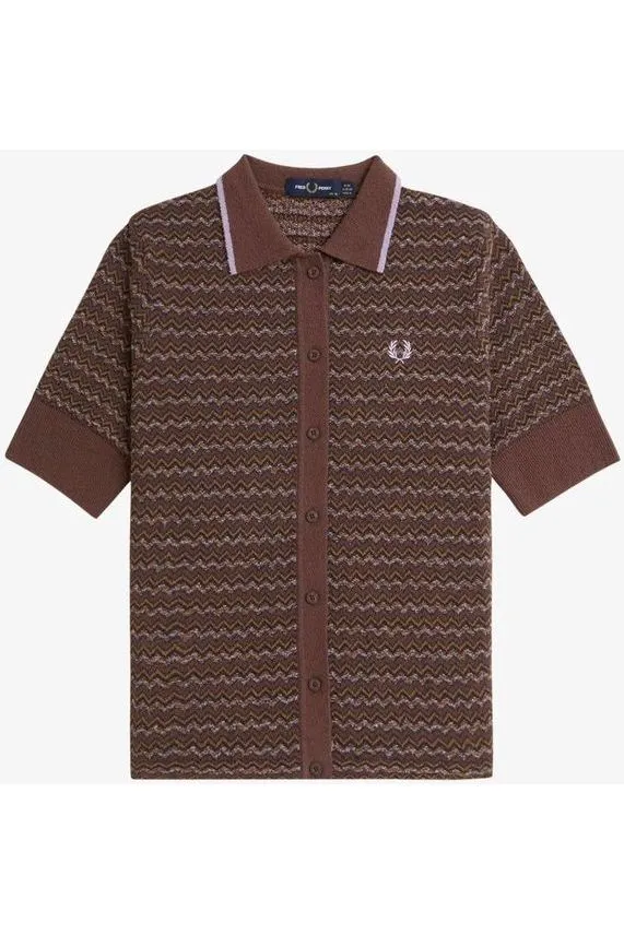 Fred Perry - Women's K8112 Boucle Jacquard / Carrington Brick - Knitted Polo