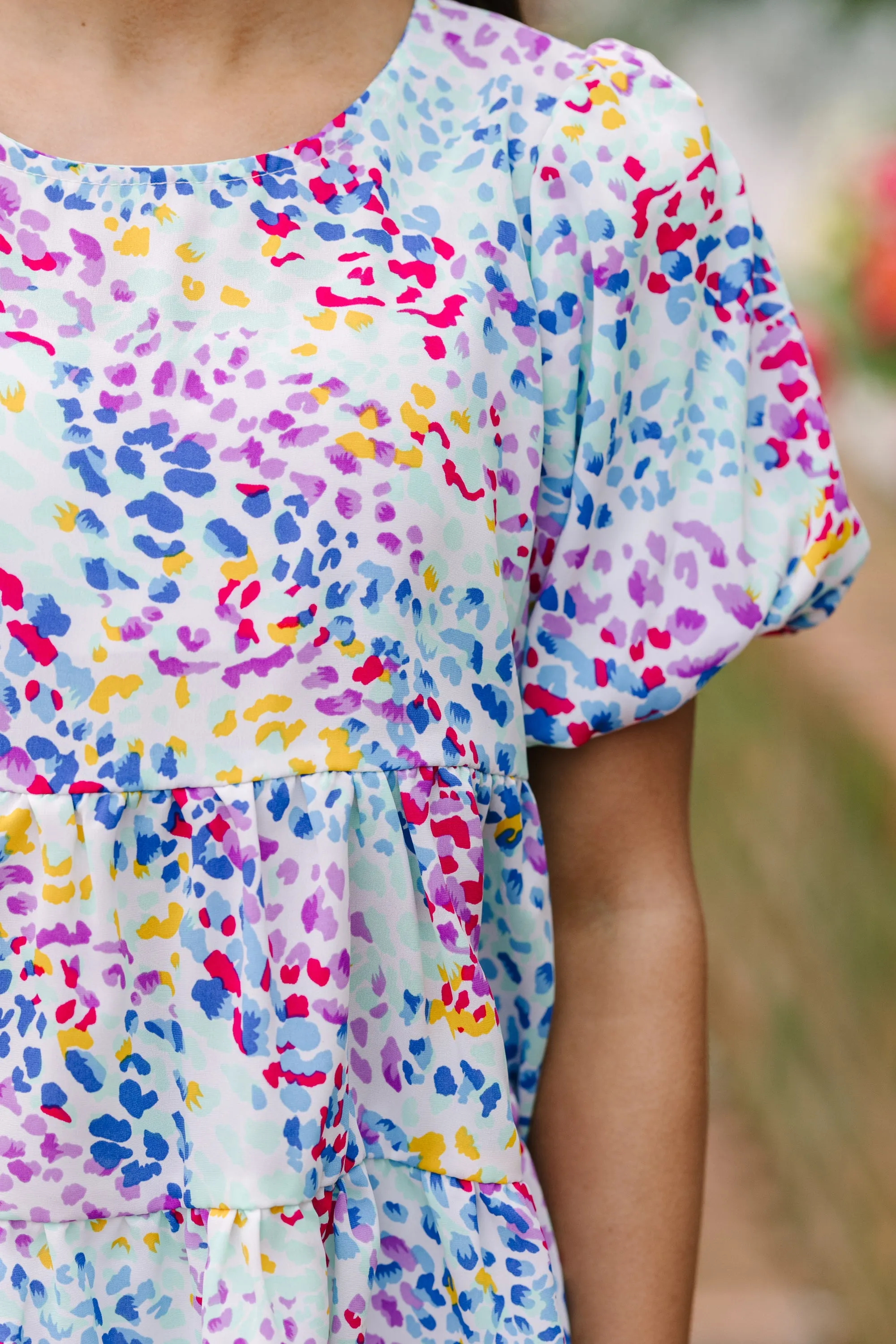 Girls: Take My Hand Blue Leopard Blouse