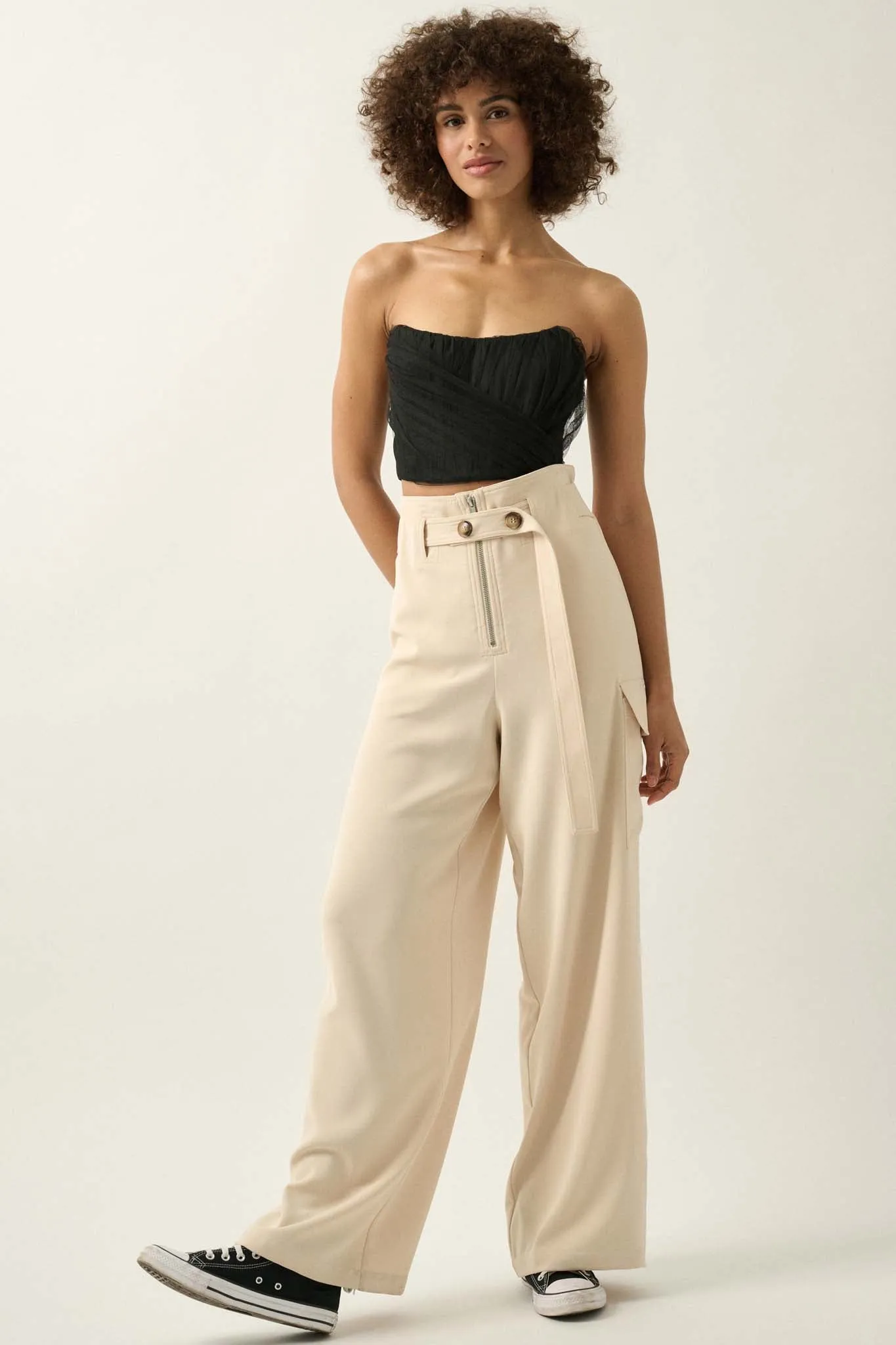 Glamorous Life Pleated Tulle Cropped Corset Top