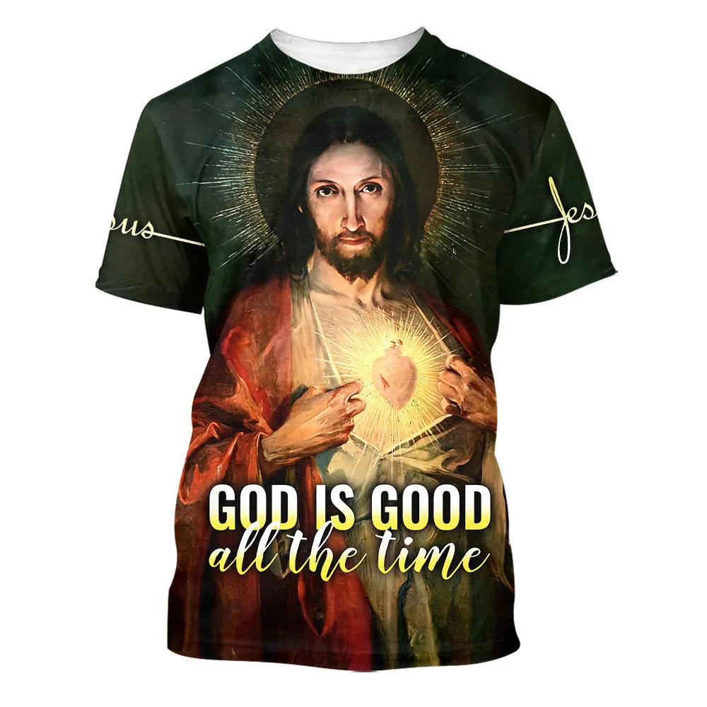 God Is Good All The Time Sacred Heart Of Jesus 3d All Over Print Shirt - Christian 3d Shirts For Men Women