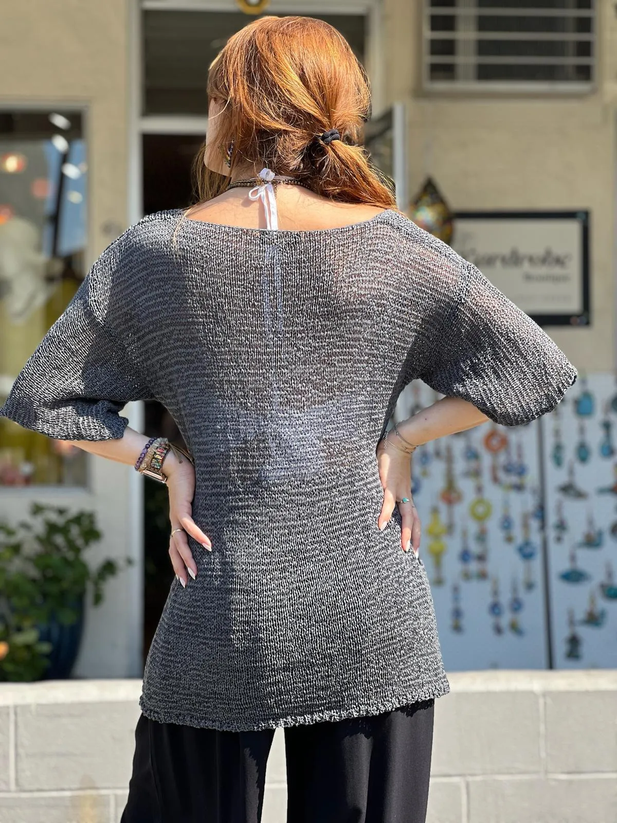 Gray Mercerized Long Blouse