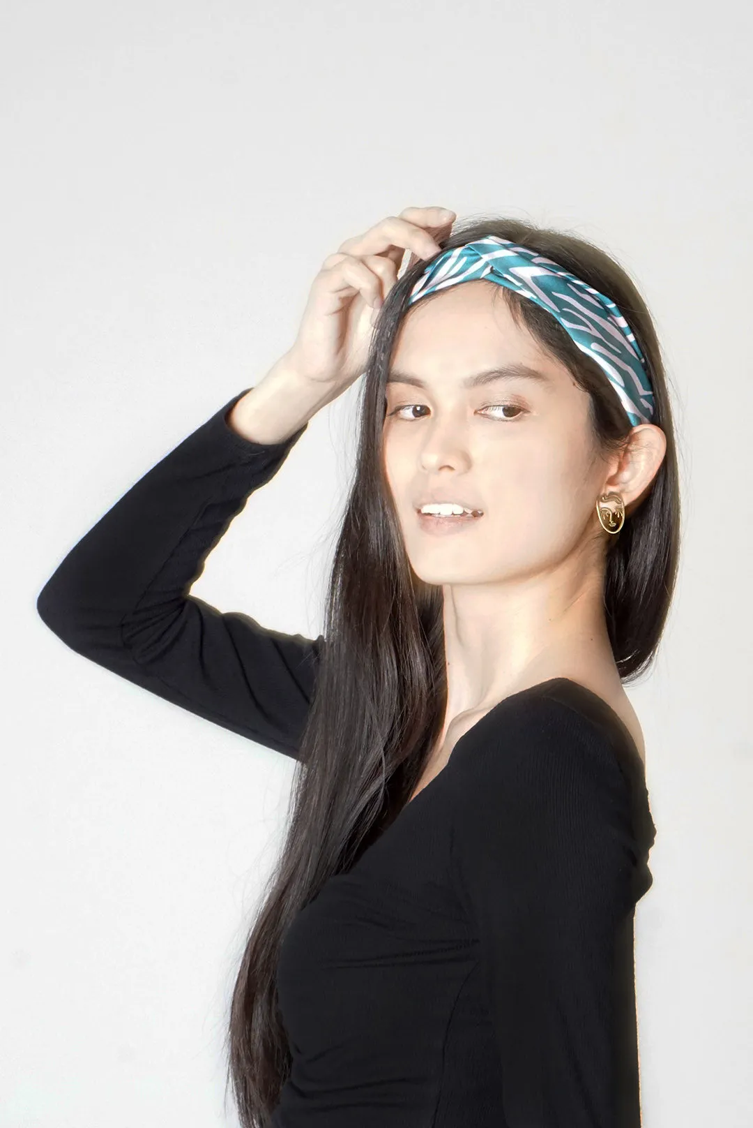 Green Shima Print Twist Knot Headband