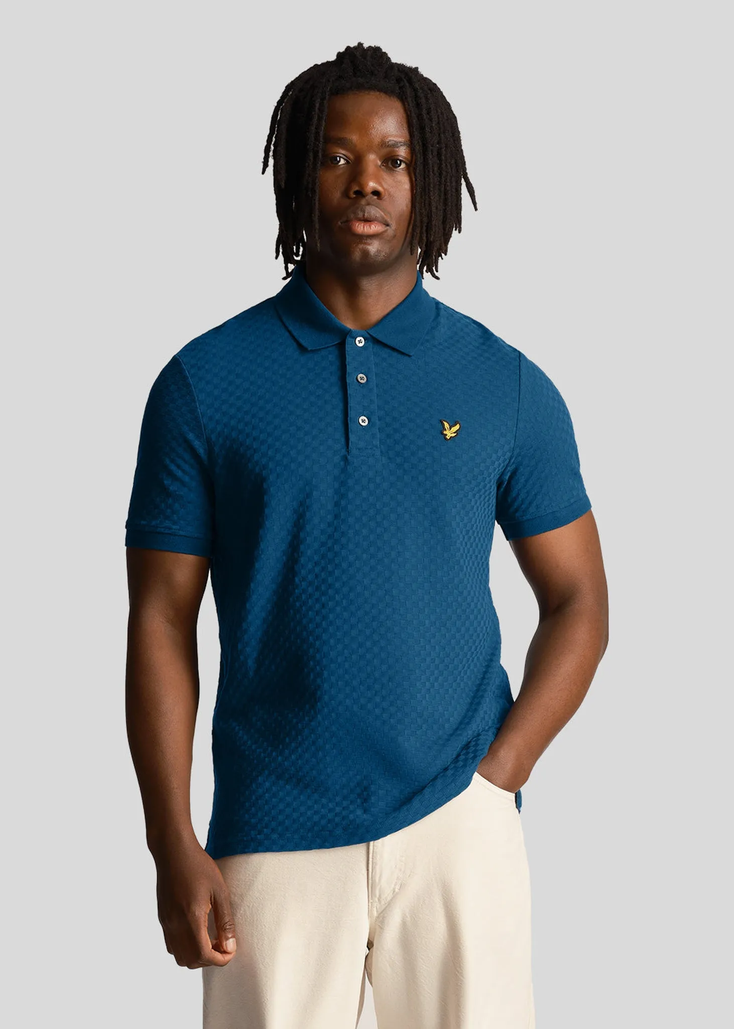 Grid texture polo shirt - apres navy