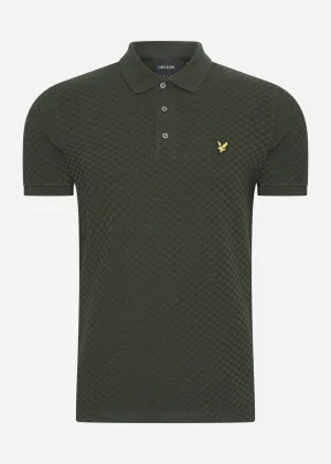 Grid texture polo shirt - mountain moss