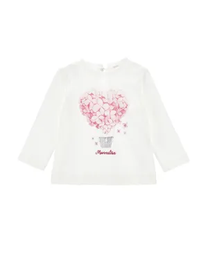 Ivory Heart Flower Long Sleeve Tee