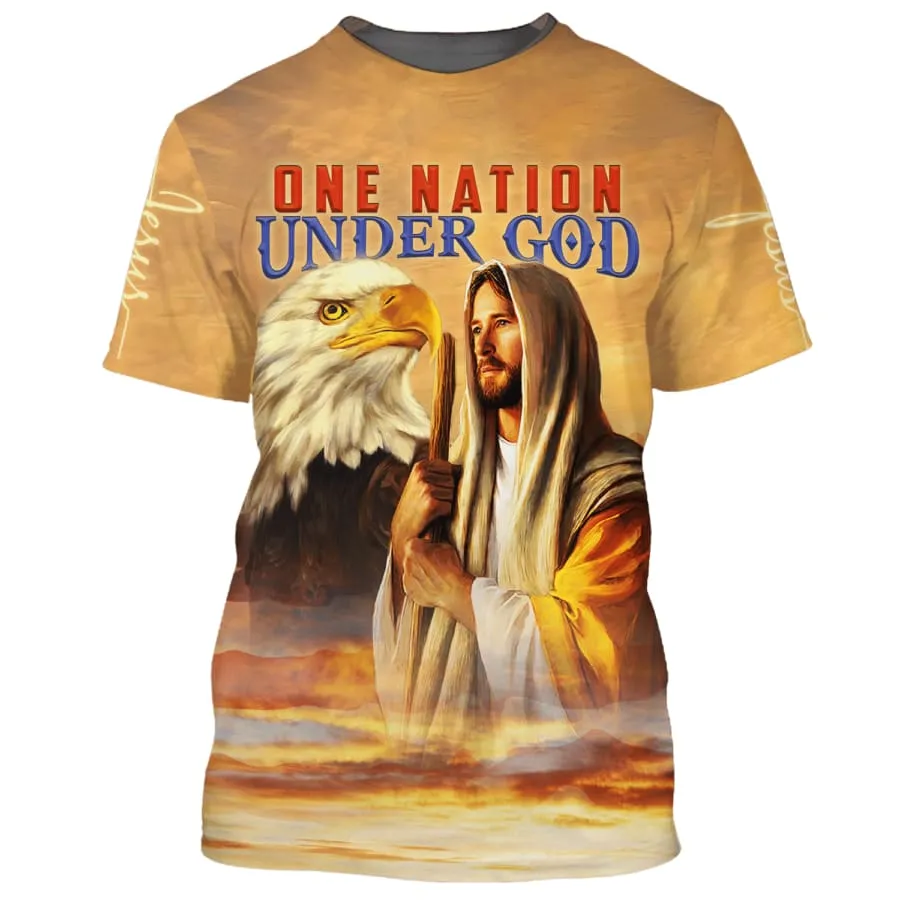 Jesus Eagle One Nation Under God 3d Shirts - Christian T Shirts For Men And Women