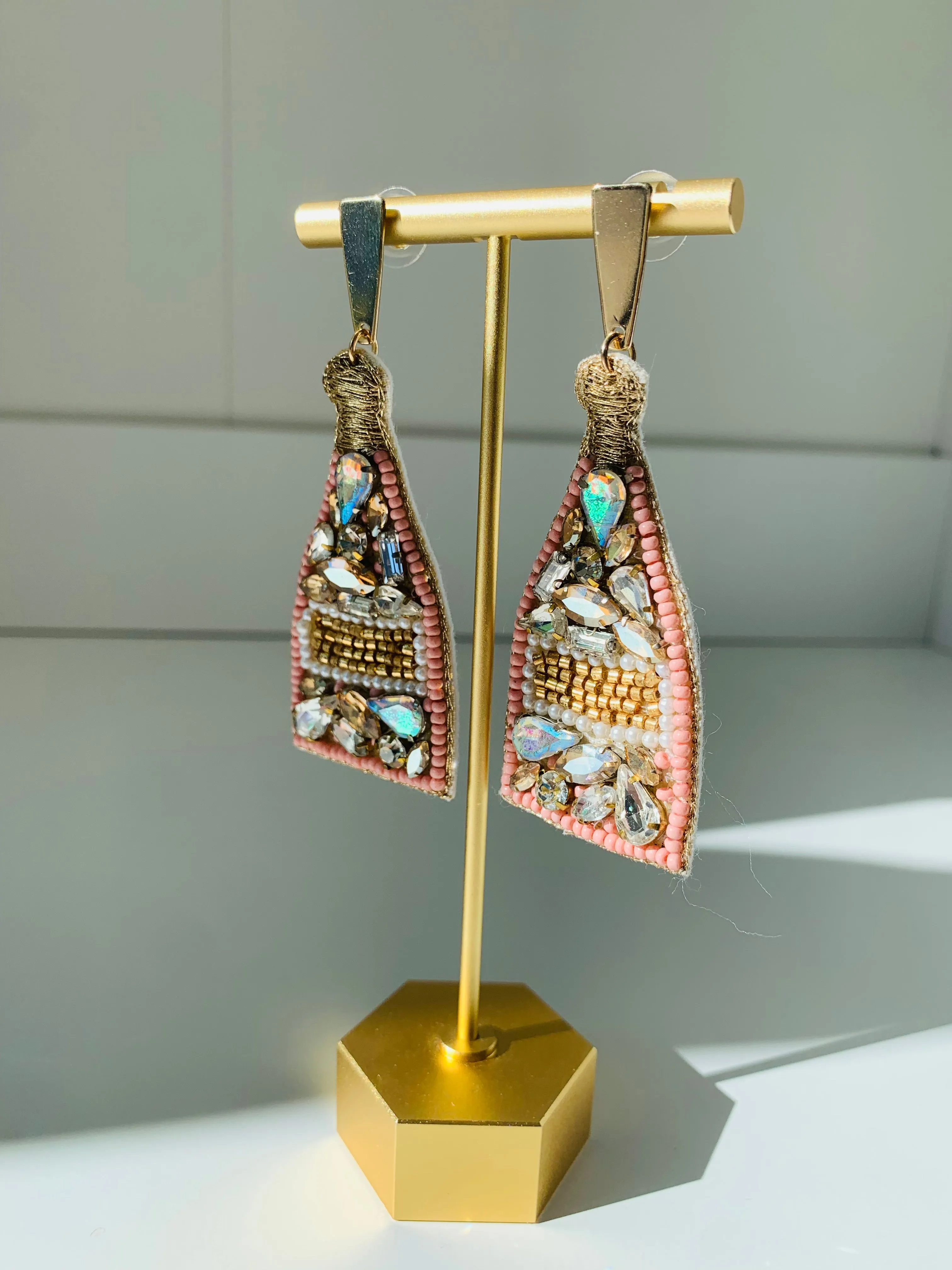 Jewel Beaded Champagne Bottle Earrings