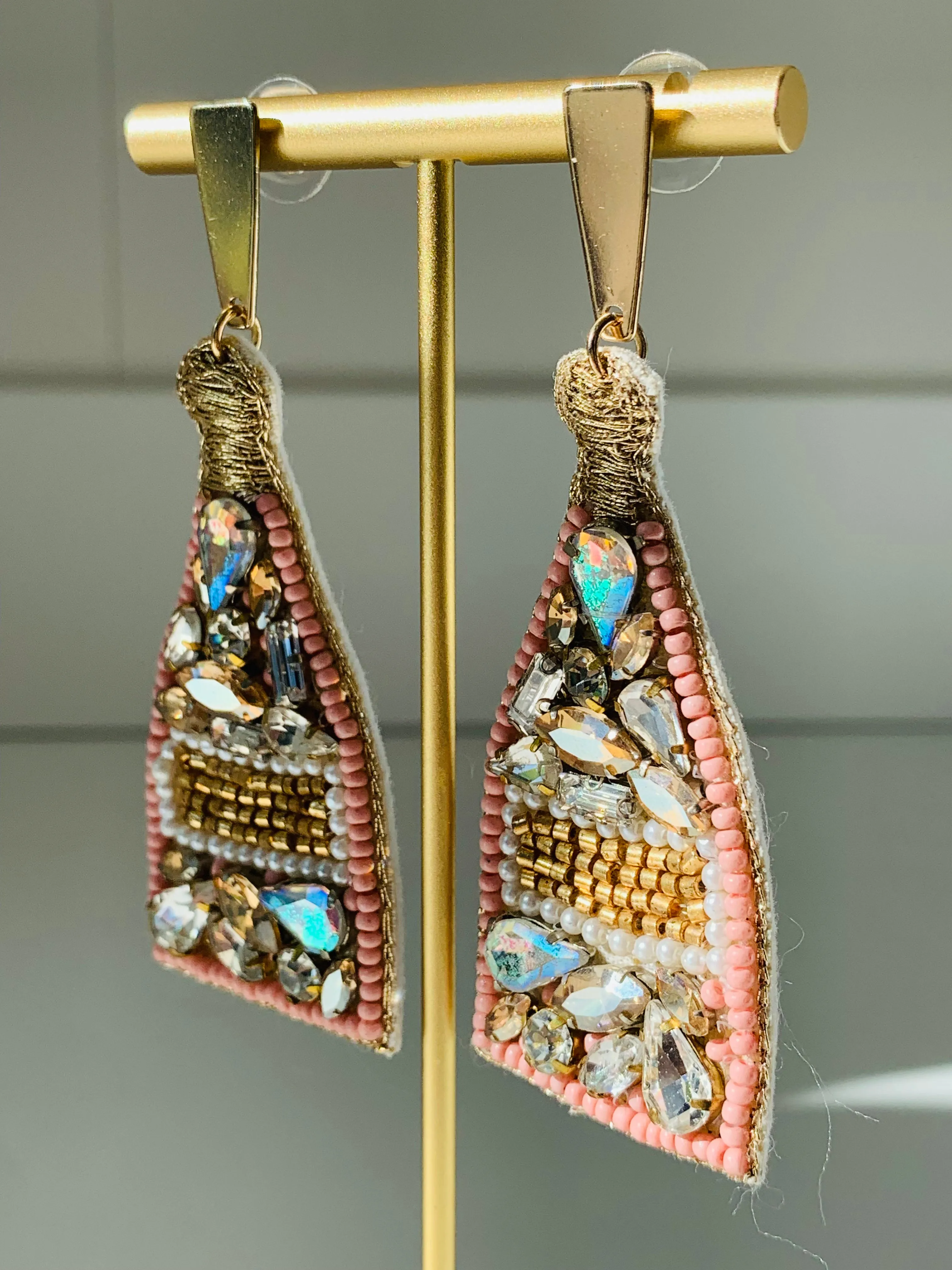 Jewel Beaded Champagne Bottle Earrings