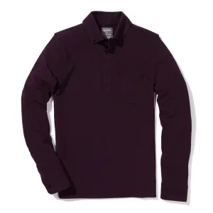 Long Sleeve Oxford Pique Polo - Burgundy