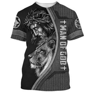 Man Of God Jesus And The Lion Of Judah 3d T-Shirts - Christian Shirts For Men&Women