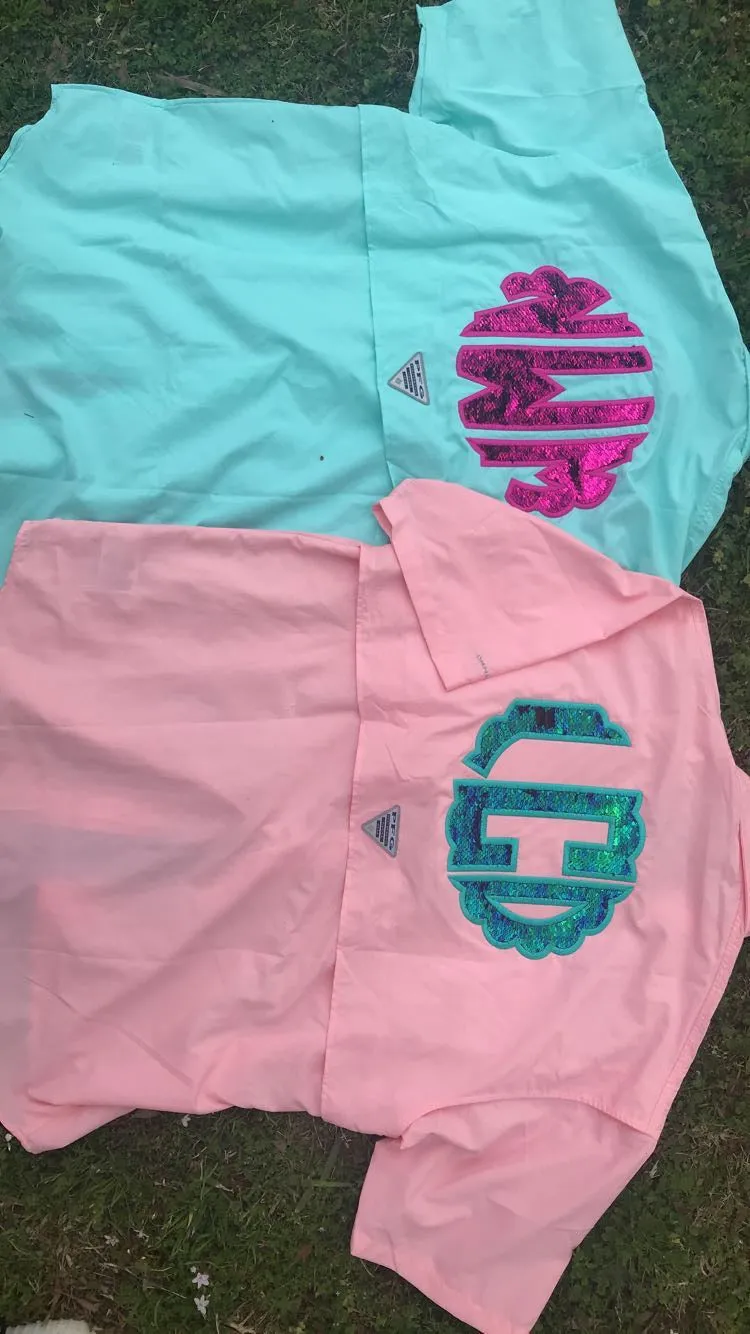 Mermaid Sequined Monogrammed Fishing Shirt