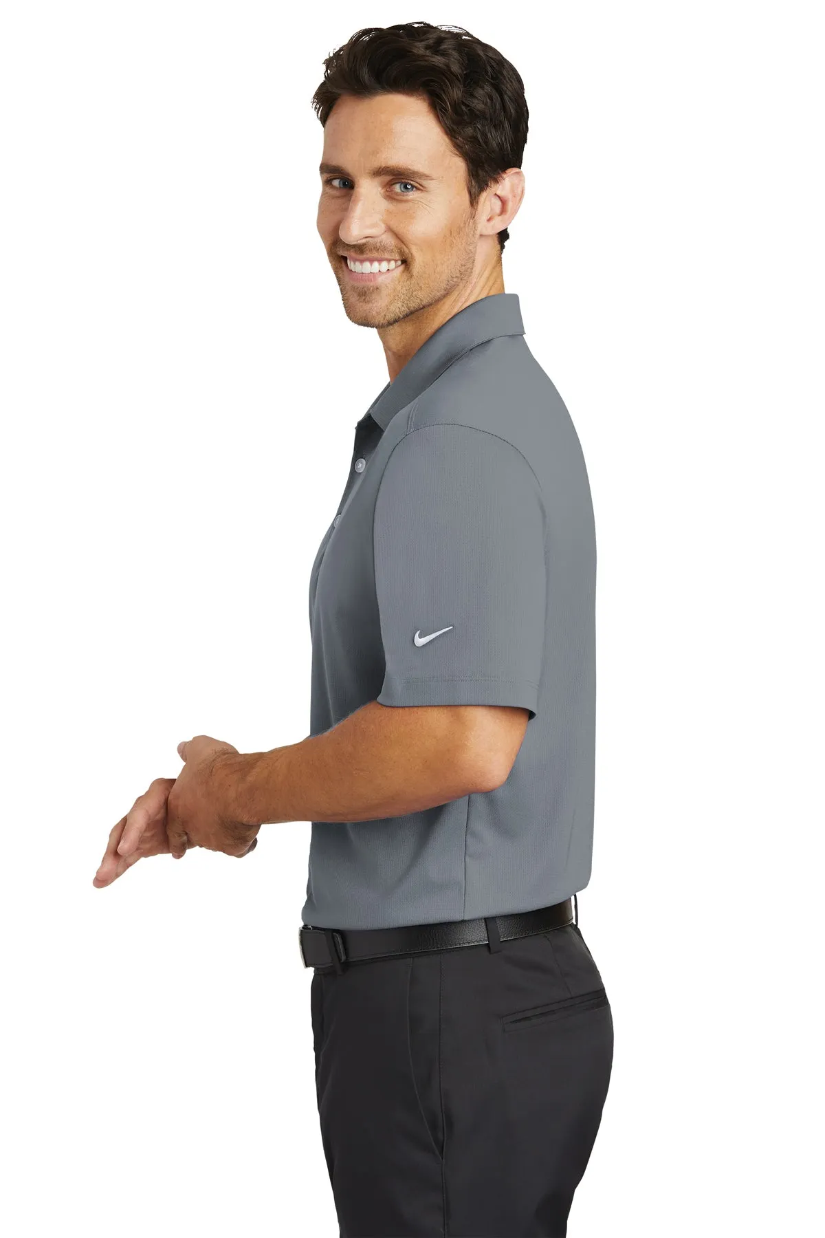 Nike Dri-FIT Vertical Mesh Custom Polos, Cool Grey