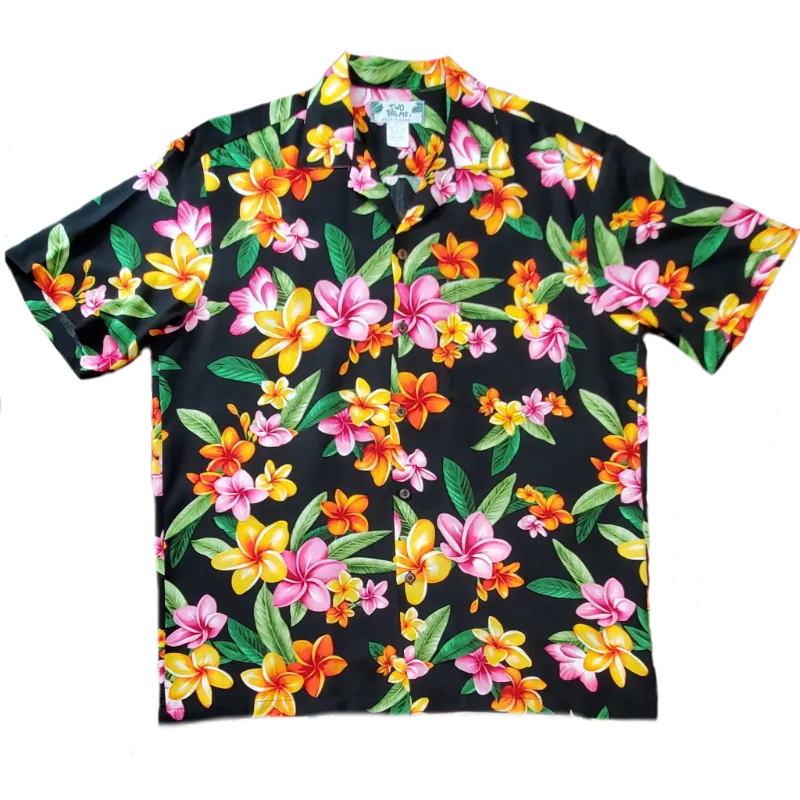 Plumeria All-over Hawaiian Shirt | Black