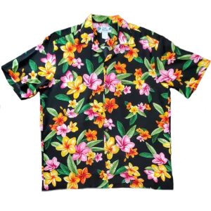 Plumeria All-over Hawaiian Shirt | Black