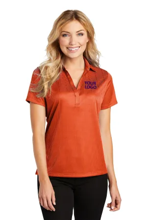 Port Authority Ladies Performance Customized Fine Jacquard Polos, Autumn Orange