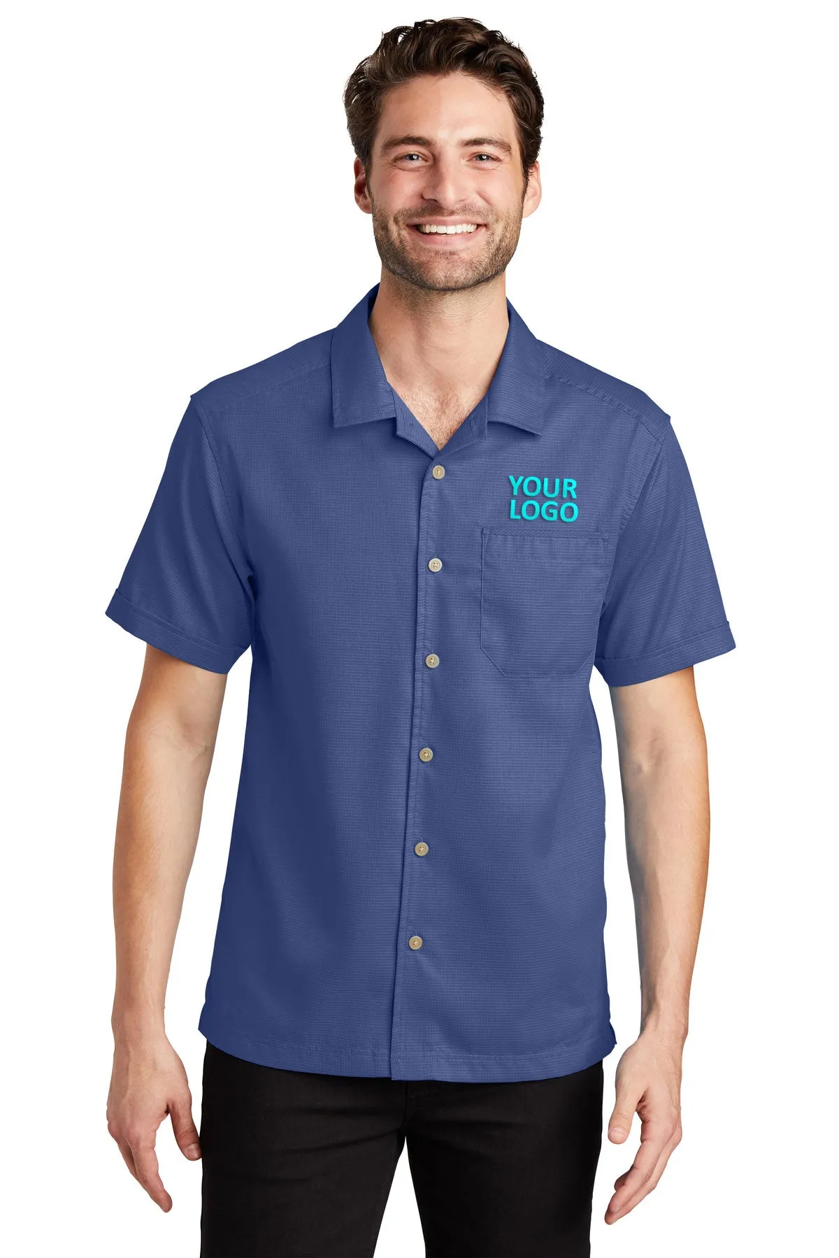 Port Authority Textured Custom Camp Shirts, Royal