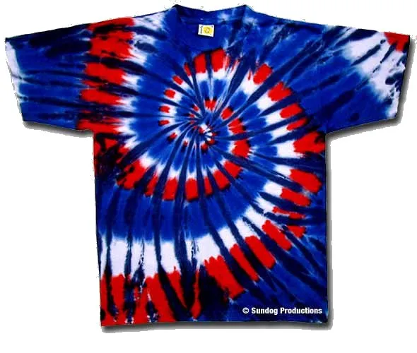 Red Wild and Blue Spiral Tie Dye Shirt