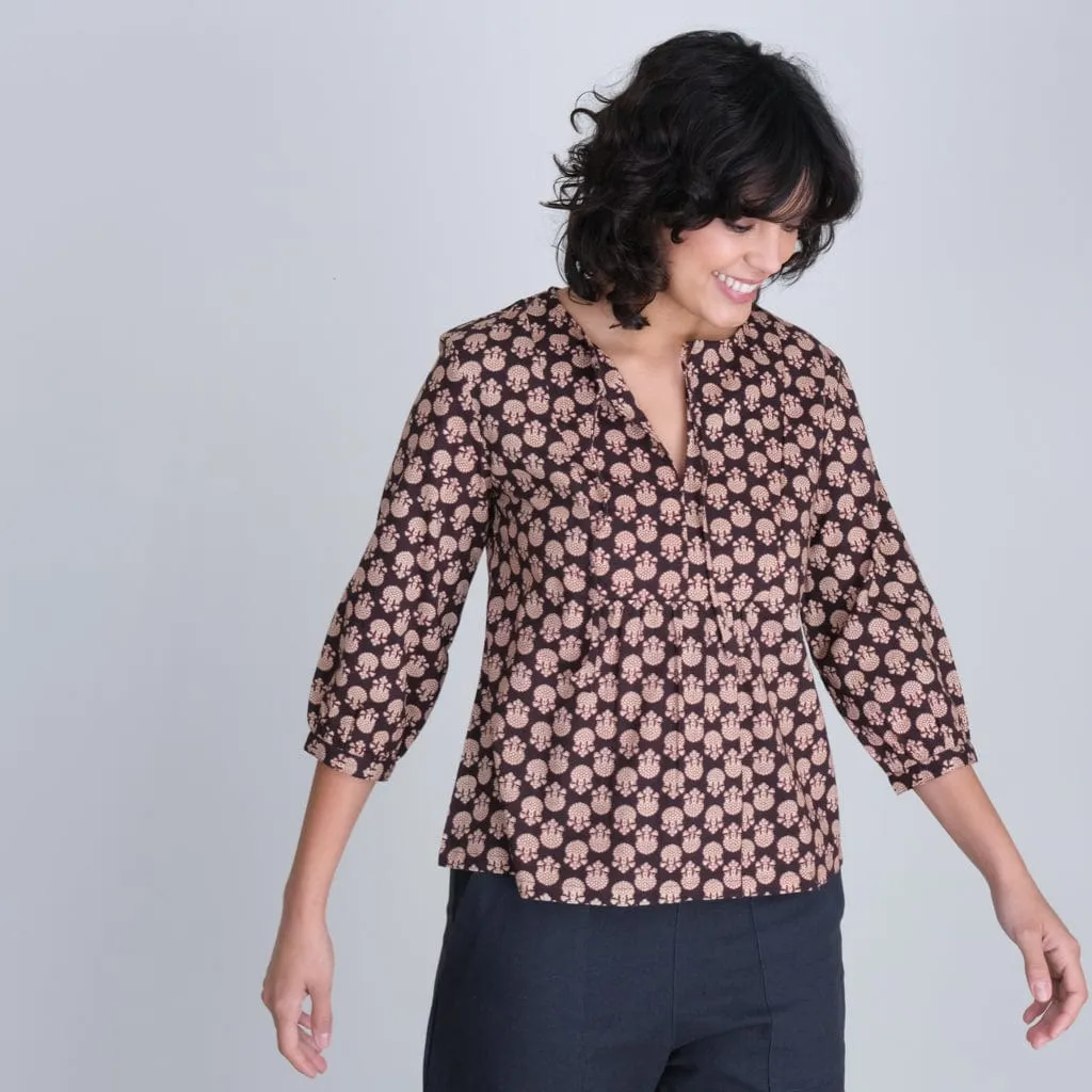 Rene Textured Cotton Boho Blouse | Bodhi Print